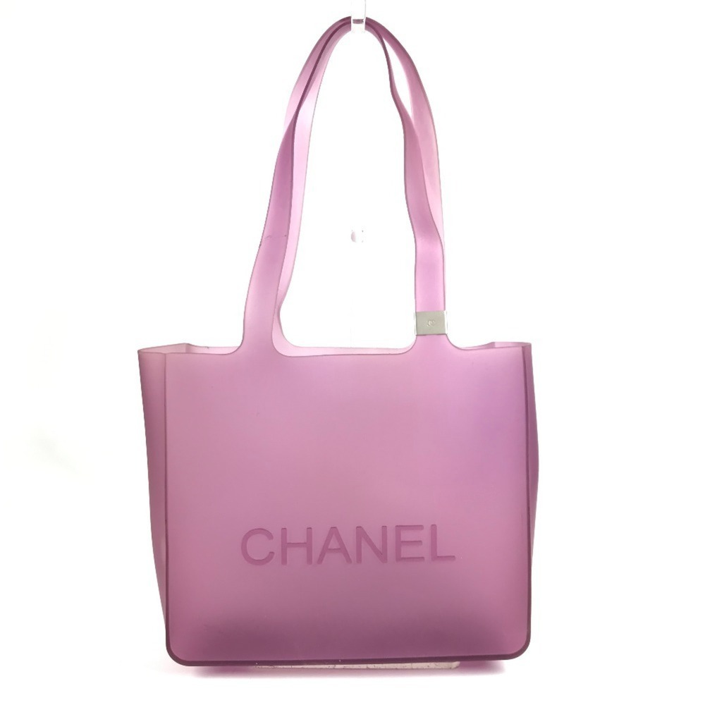 CHANEL logo bag, tote shoulder beach vinyl, men's and women's, purple.